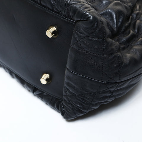 Christian Dior Leather Gathered 2way Tote Bag black WS26549