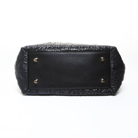 Christian Dior Leder geraffte 2-Wege-Einkaufstasche schwarz WS26549