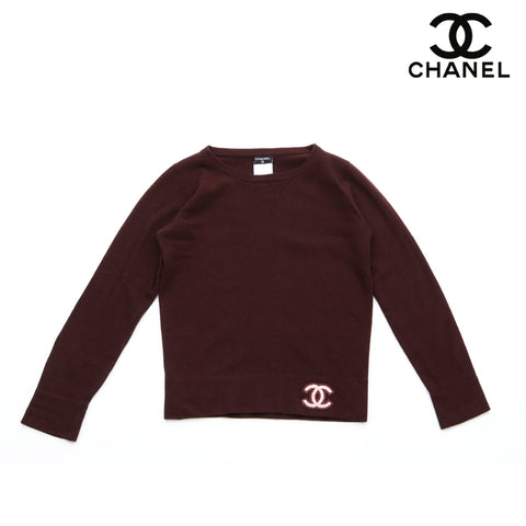 Chanel Coco Mark Size 38 2001 Pullover Cashmere Brown WS2654