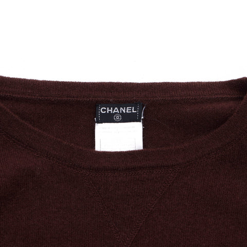 Chanel Coco Mark Size 38 2001 Pullover Cashmere Brown WS2654