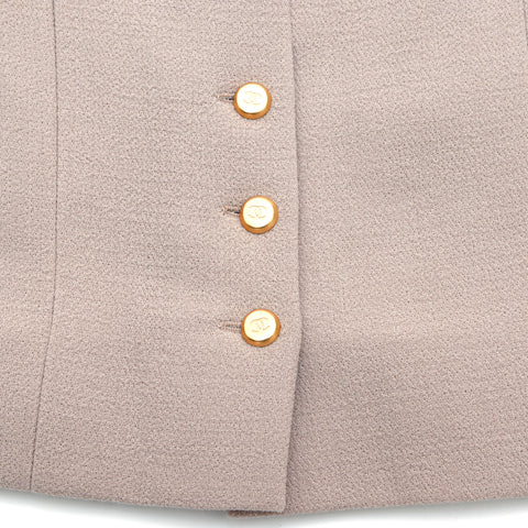 Chanel CHANEL suit short jacket set size:40 cropped coco button 1996s wool beige x gold WS2655