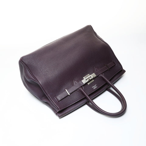 HERMES Birkin 35 Taurillon Clemence □J stamp 2006 Handbag purple WS26550