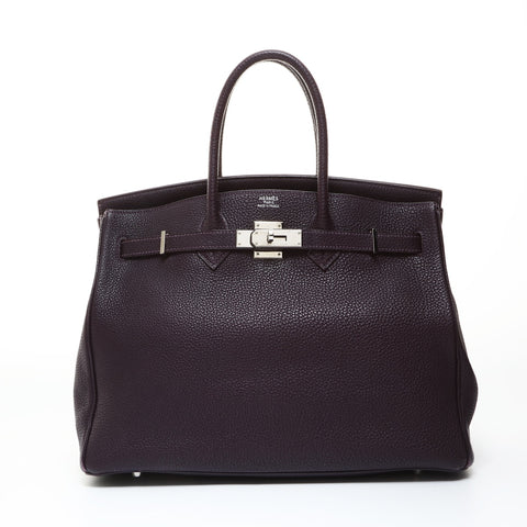 HERMES Birkin 35 Taurillon Clemence □J stamp 2006 Handbag purple WS26550