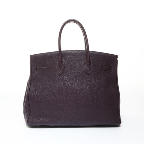 HERMES Birkin 35 Taurillon Clemence □J stamp 2006 Handbag purple WS26550
