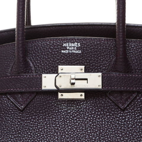 HERMES Birkin 35 Taurillon Clemence □J stamp 2006 Handbag purple WS26550