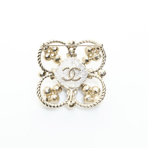 CHANEL Rhinestone COCO Mark Brooch gold WS26553