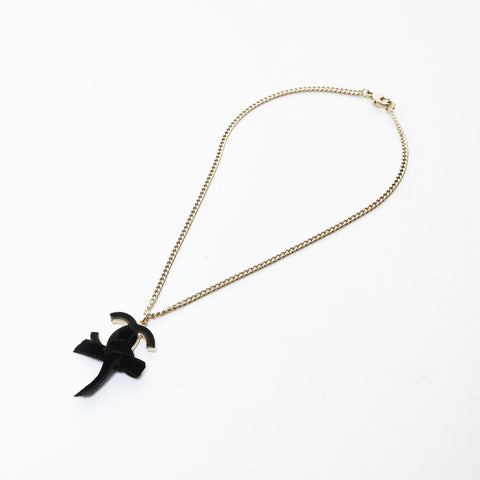 CHANEL 07C 2007 COCO Mark Ribbon Necklace gold WS26554