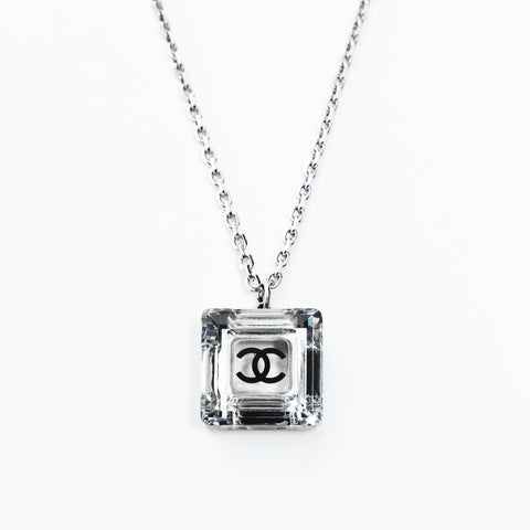 CHANEL 05A COCO Mark 2005 Square Necklace Silver WS26555