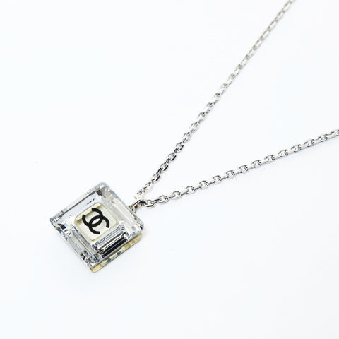 CHANEL 05A COCO Mark 2005 Square Necklace Silver WS26555