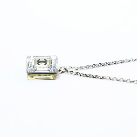 CHANEL 05A COCO Mark 2005 Square Necklace Silver WS26555
