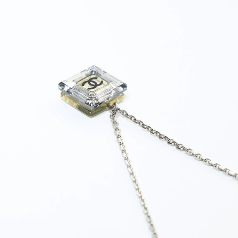 CHANEL 05A COCO Mark 2005 Square Necklace Silver WS26555