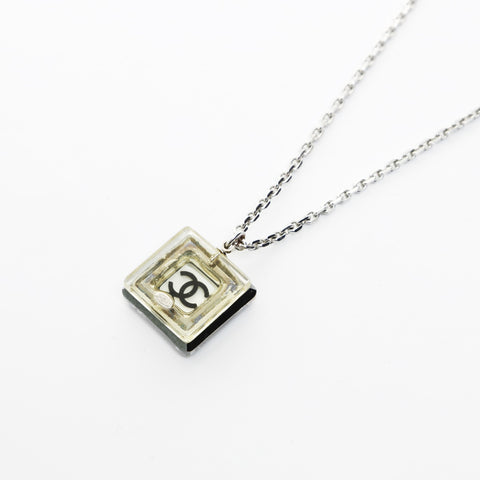 CHANEL 05A COCO Mark 2005 Square Necklace Silver WS26555