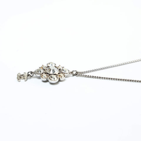CHANEL 10V 2010 COCO Mark Rhinestone Necklace Silver WS26558