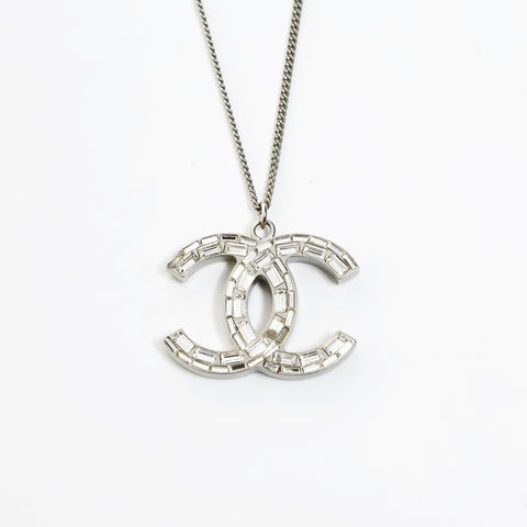 CHANEL B11P 2011 Yellow COCO Mark 2-way Rhinestone Necklace Silver WS26559