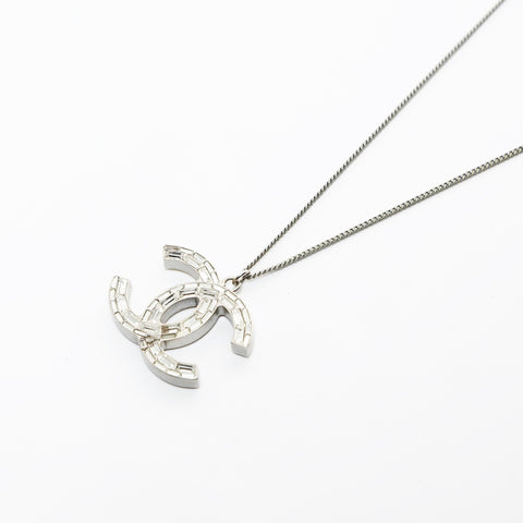 CHANEL B11P 2011 Yellow COCO Mark 2-way Rhinestone Necklace Silver WS26559