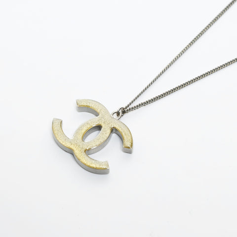 CHANEL B11P 2011 Yellow COCO Mark 2-way Rhinestone Necklace Silver WS26559