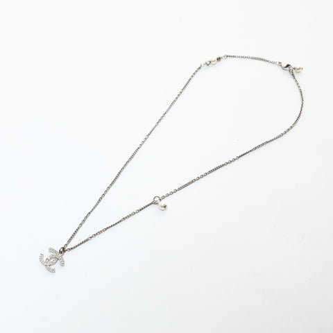 CHANEL COCO Mark Rhinestone C20A 2020 Necklace Silver WS26560