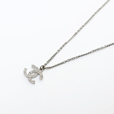 CHANEL COCO Mark Rhinestone C20A 2020 Necklace Silver WS26560