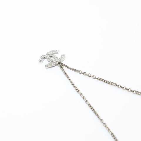 CHANEL COCO Mark Rhinestone C20A 2020 Necklace Silver WS26560