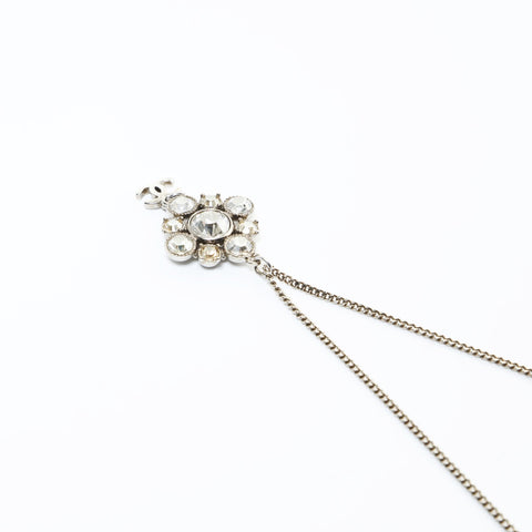 CHANEL 10V 2010 COCO Mark Rhinestone Necklace Silver WS26561