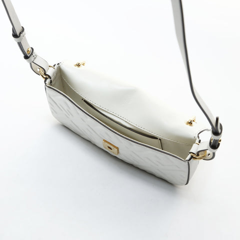 FENDI Leather Mini Baguette Phone Pouch, 2-way, Embossed, 7AS142 Shoulder Bag white WS26575
