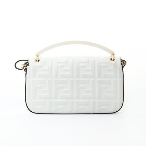 FENDI Leather Mini Baguette Phone Pouch, 2-way, Embossed, 7AS142 Shoulder Bag white WS26575