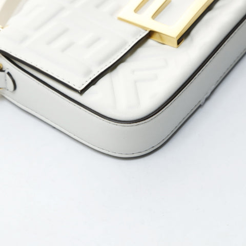 FENDI Leather Mini Baguette Phone Pouch, 2-way, Embossed, 7AS142 Shoulder Bag white WS26575