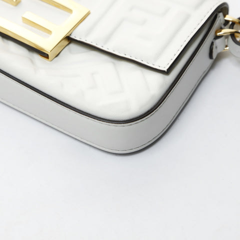 FENDI Leather Mini Baguette Phone Pouch, 2-way, Embossed, 7AS142 Shoulder Bag white WS26575