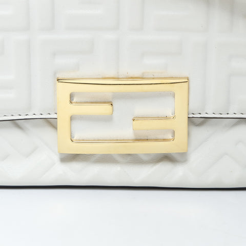 FENDI Leather Mini Baguette Phone Pouch, 2-way, Embossed, 7AS142 Shoulder Bag white WS26575