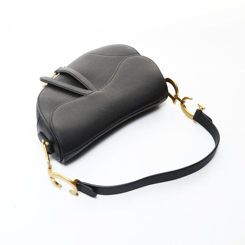 Christian Dior Leather 2-way saddle bag Shoulder Bag black WS26577