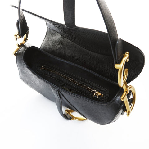 Christian Dior Leather 2-way saddle bag Shoulder Bag black WS26577