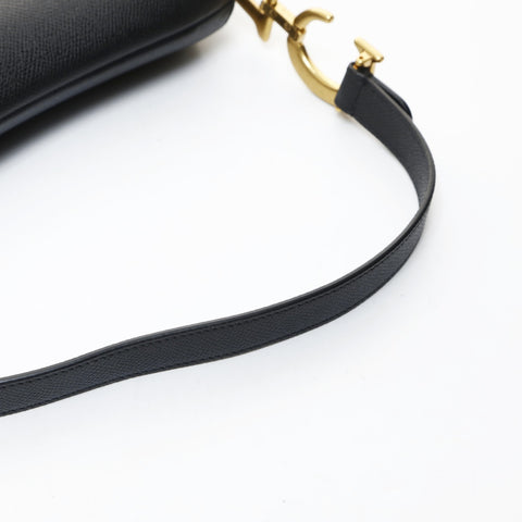 Christian Dior Leather 2-way saddle bag Shoulder Bag black WS26577