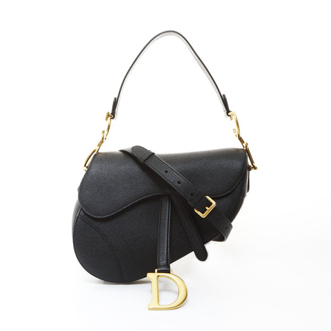 Christian Dior Leather 2-way saddle bag Shoulder Bag black WS26577