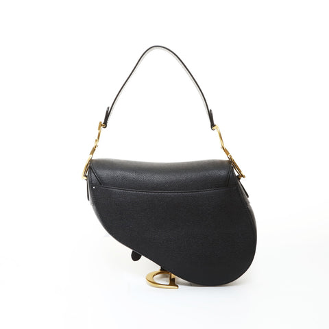 Christian Dior Leather 2-way saddle bag Shoulder Bag black WS26577
