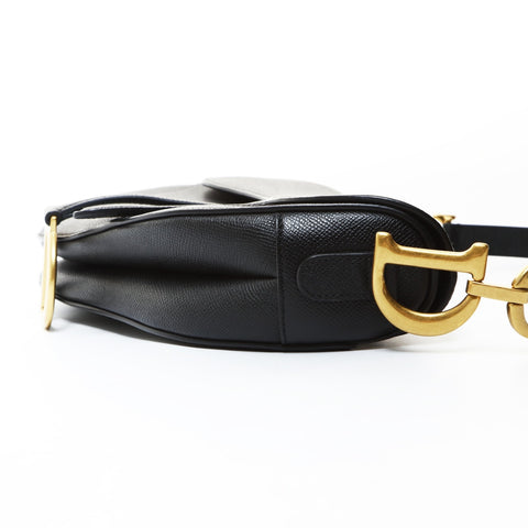 Christian Dior Leather 2-way saddle bag Shoulder Bag black WS26577