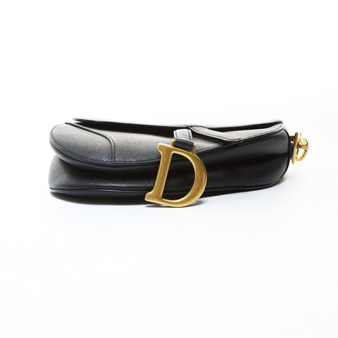Christian Dior Leather 2-way saddle bag Shoulder Bag black WS26577