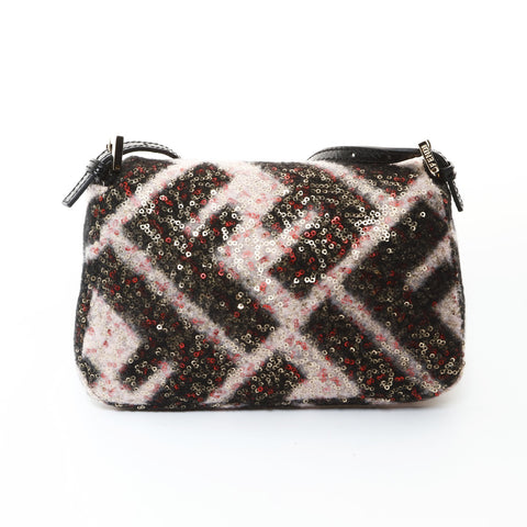 FENDI Pink Mini Mamma Wool Shoulder Bag black WS26579