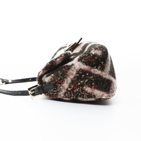 FENDI Pink Mini Mamma Wool Shoulder Bag black WS26579