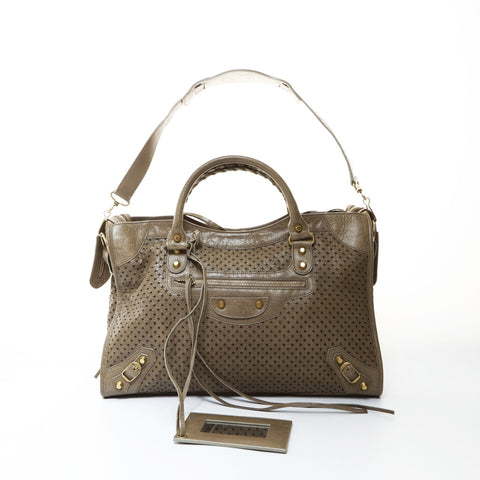 BALENCIAGA Classic City Punching 2-Way Shoulder Bag Handbag beige WS26583
