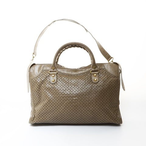 BALENCIAGA Classic City Punching 2-Way Shoulder Bag Handbag beige WS26583