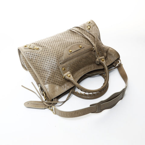BALENCIAGA Classic City Punching 2-Way Shoulder Bag Handbag beige WS26583