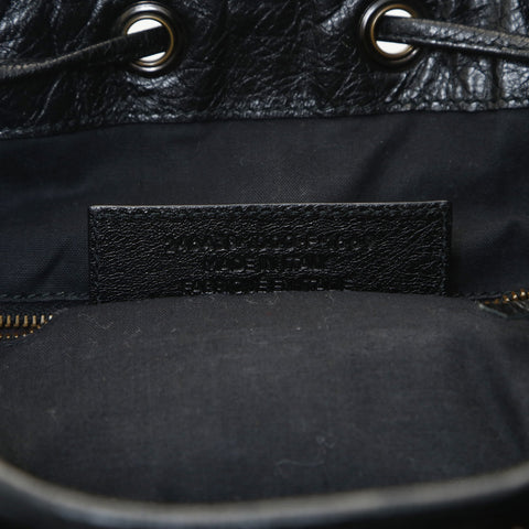 BALENCIAGA Pom-pom Leather Handbag black WS26584