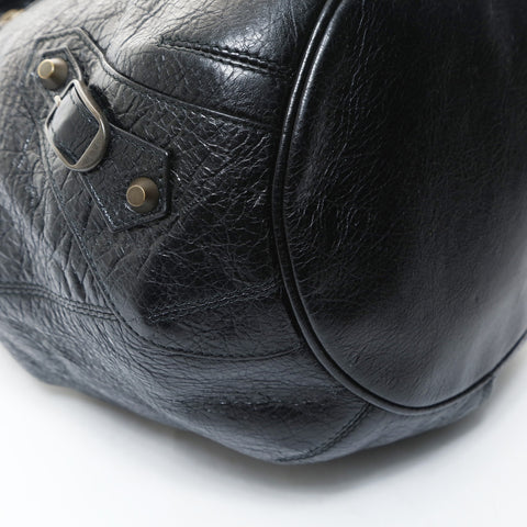 BALENCIAGA Pom-pom Leather Handbag black WS26584