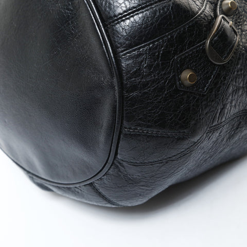 BALENCIAGA Pom-pom Leather Handbag black WS26584