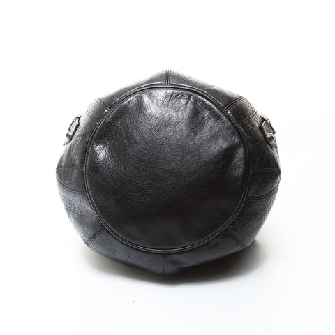 BALENCIAGA Pom-pom Leather Handbag black WS26584