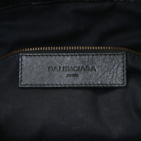 BALENCIAGA Pom-pom Leather Handbag black WS26584