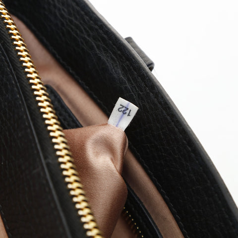 Miu Miu Leather Madras Tote Handbag black WS26585