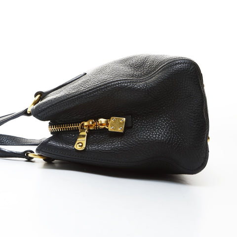 Miu Miu Leather Madras Tote Handbag black WS26585