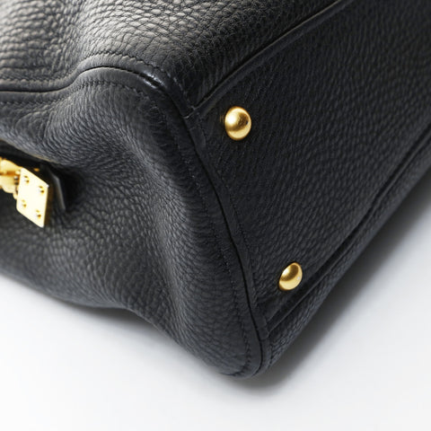 Miu Miu Leather Madras Tote Handbag black WS26585