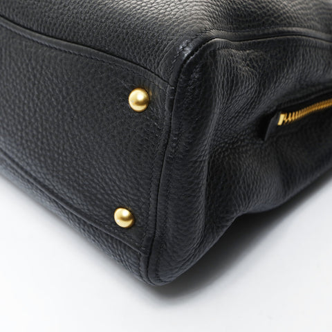 Miu Miu Leather Madras Tote Handbag black WS26585